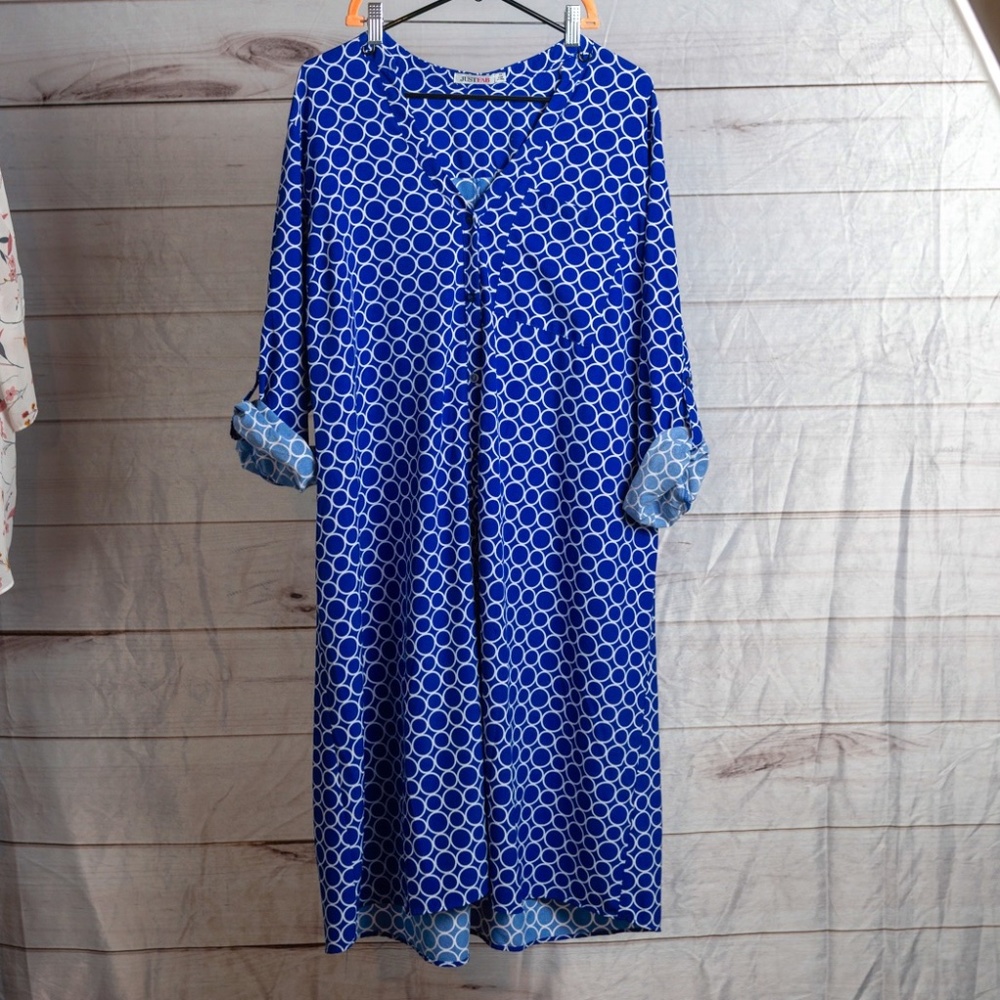 Blue button down shirt dress